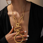 Hollow Geometric Necklace and Earring Set