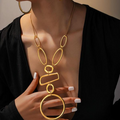 Hollow Geometric Necklace and Earring Set
