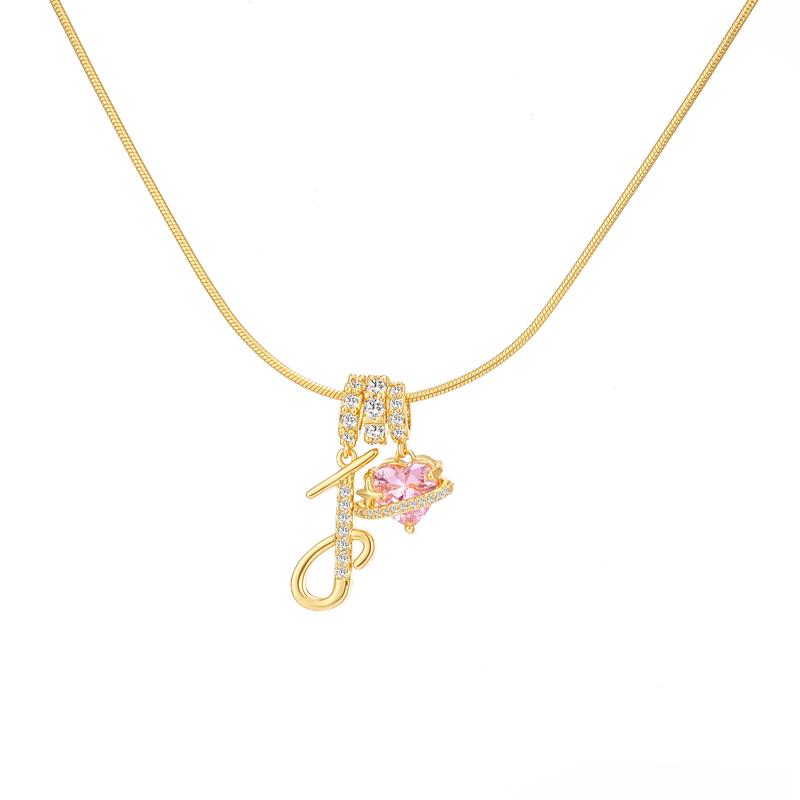14k Initial Heart Charm Necklace