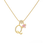 14k Initial Heart Charm Necklace