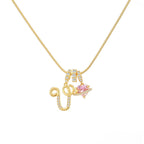 14k Initial Heart Charm Necklace