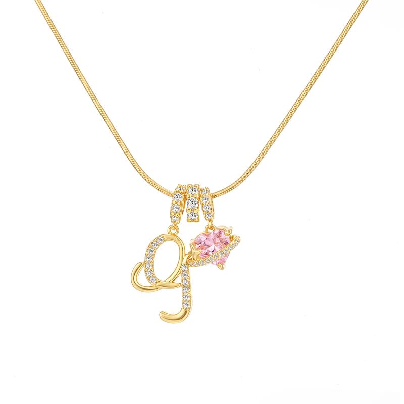 14k Initial Heart Charm Necklace