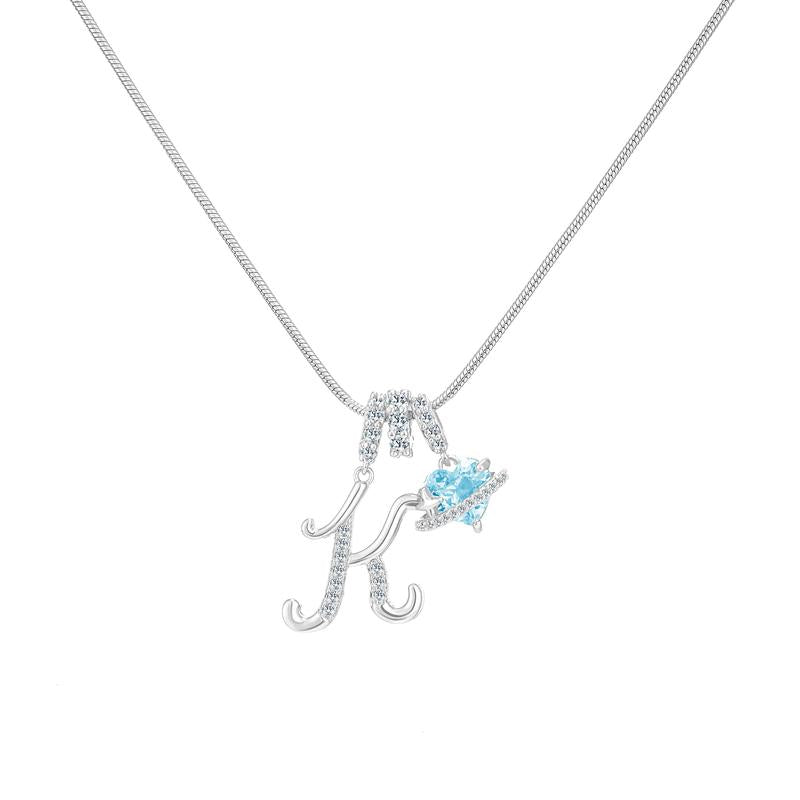 14k Initial Heart Charm Necklace