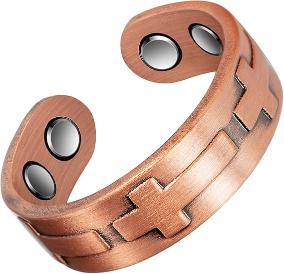 Cross Magnetic Copper Ring