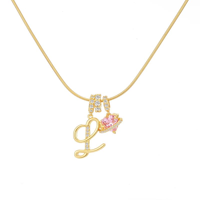 14k Initial Heart Charm Necklace