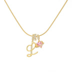 14k Initial Heart Charm Necklace
