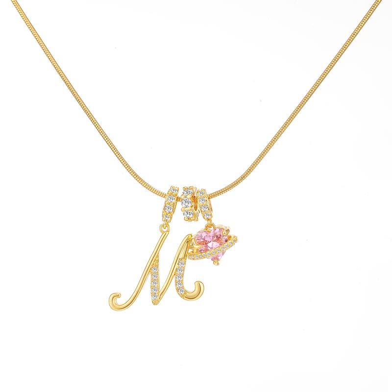 14k Initial Heart Charm Necklace