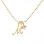 14k Initial Heart Charm Necklace
