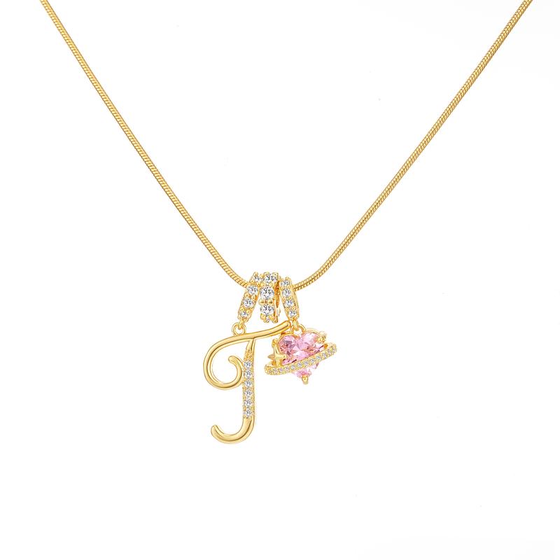 14k Initial Heart Charm Necklace