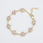 2pc Pink Heart & Cuban Anklet Set