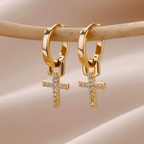 Dainty Cross Drop Earrings