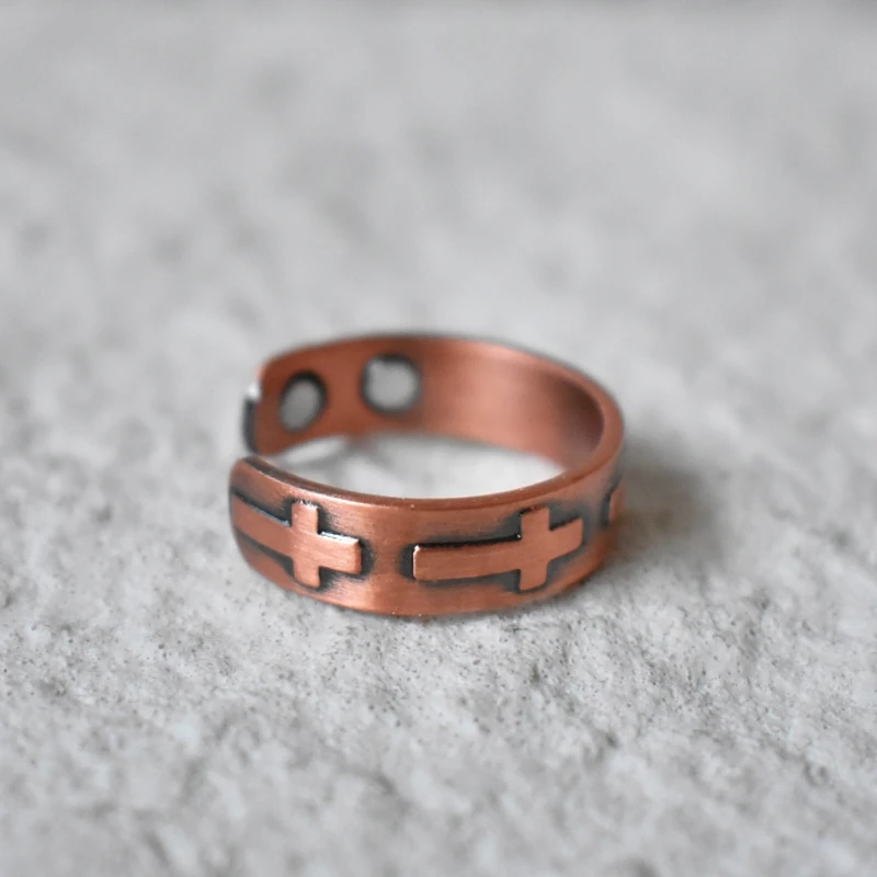 Cross Magnetic Copper Ring