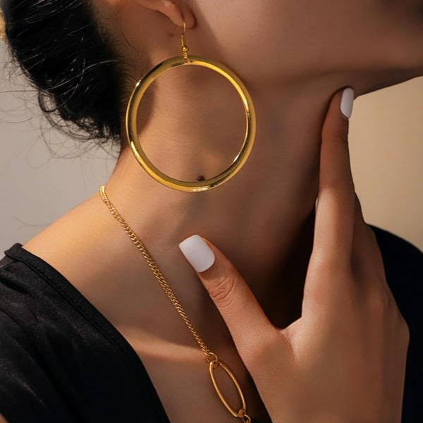 Hollow Geometric Necklace and Earring Set