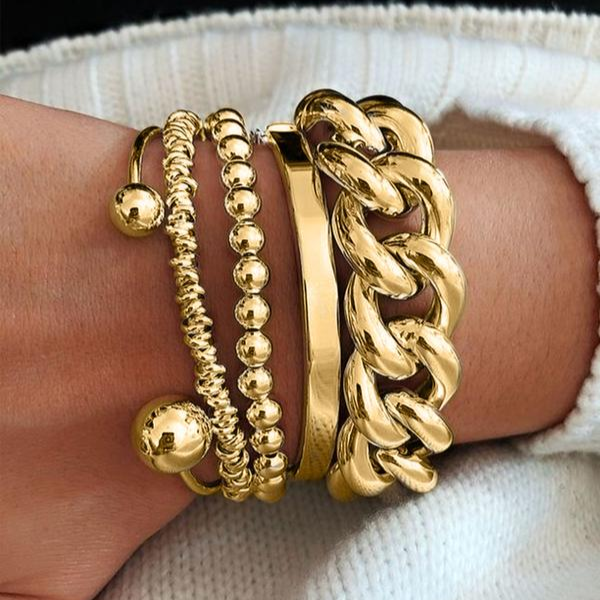 5pc Chunky Stackable Bracelet Set