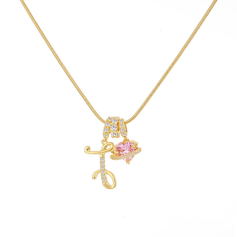 14k Initial Heart Charm Necklace