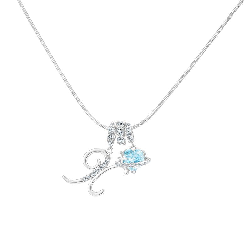 14k Initial Heart Charm Necklace