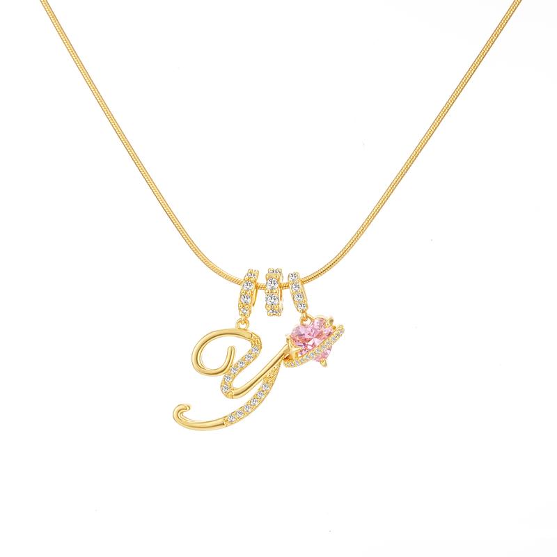 14k Initial Heart Charm Necklace