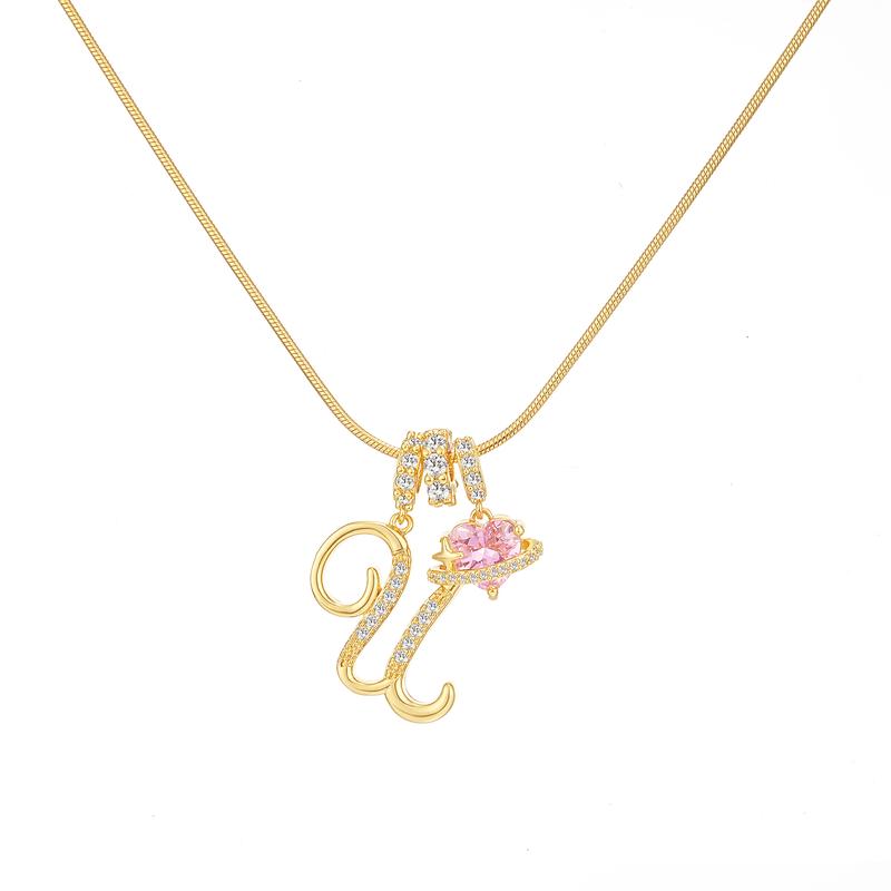 14k Initial Heart Charm Necklace