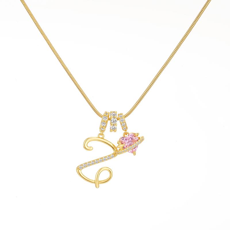 14k Initial Heart Charm Necklace
