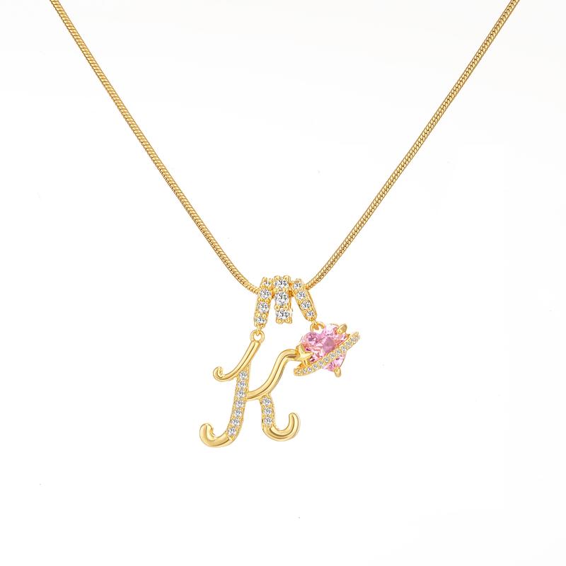 14k Initial Heart Charm Necklace