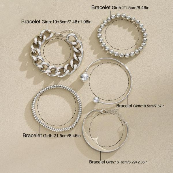 5pc Chunky Stackable Bracelet Set