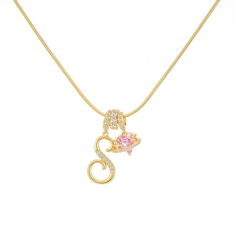 14k Initial Heart Charm Necklace