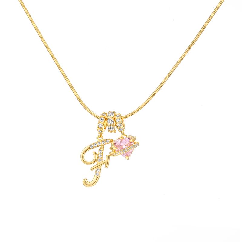 14k Initial Heart Charm Necklace