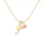 14k Initial Heart Charm Necklace
