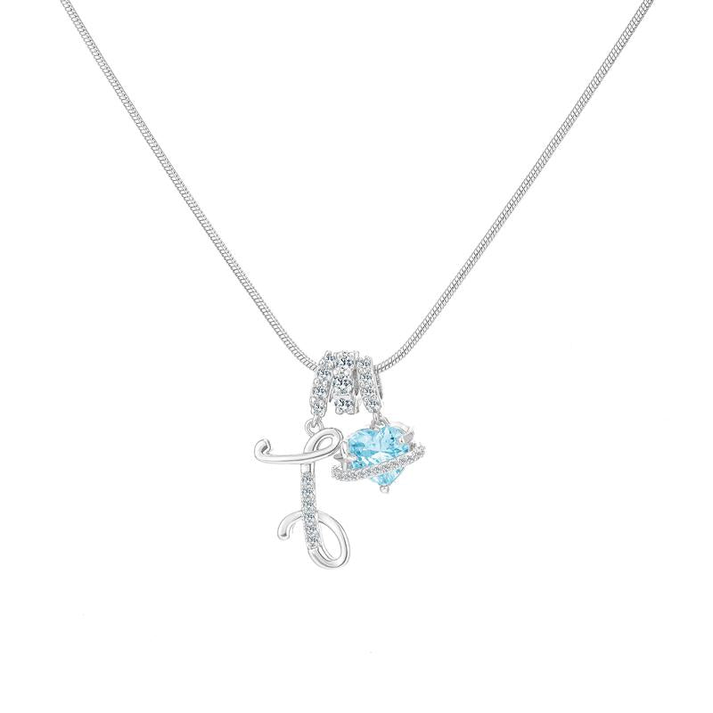 14k Initial Heart Charm Necklace