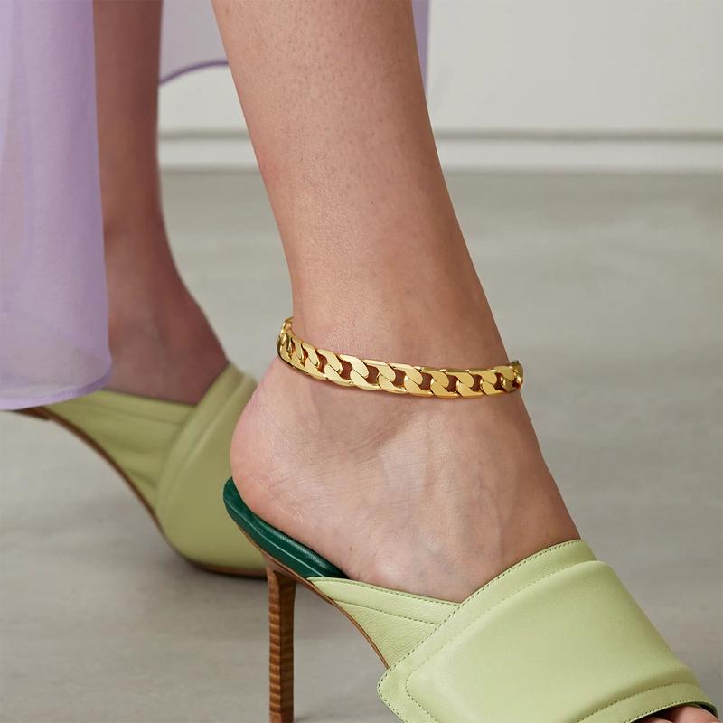 2pc Pink Heart & Cuban Anklet Set