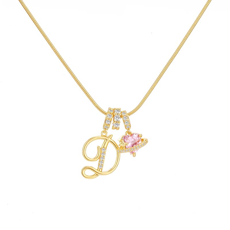 14k Initial Heart Charm Necklace