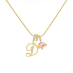 14k Initial Heart Charm Necklace
