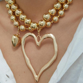 2pc Heart Shaped Beaded Necklace Set
