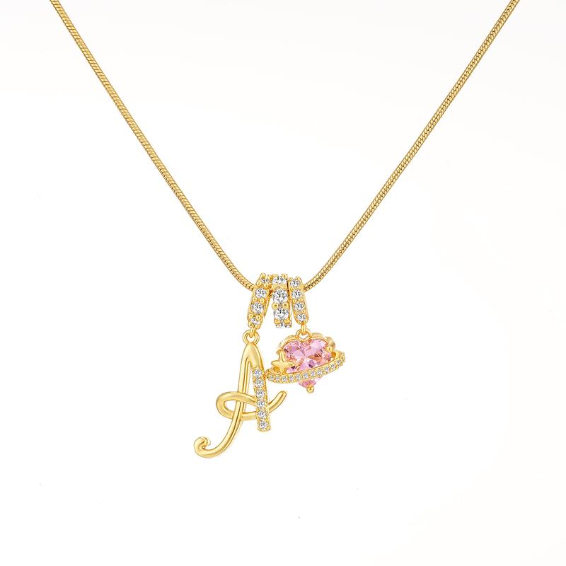 14k Initial Heart Charm Necklace