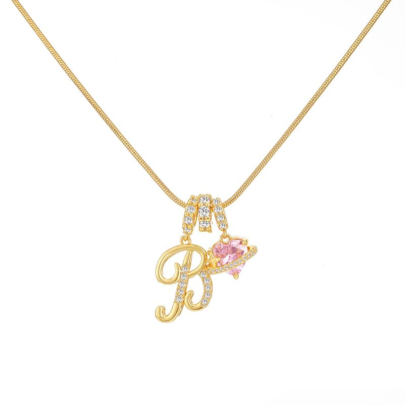 14k Initial Heart Charm Necklace