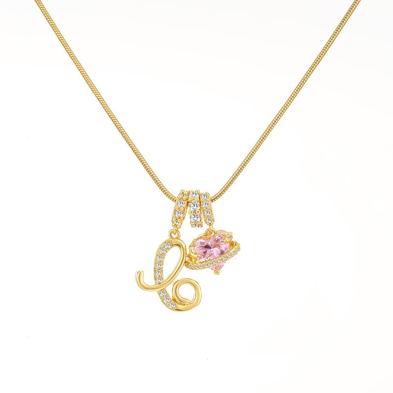 14k Initial Heart Charm Necklace