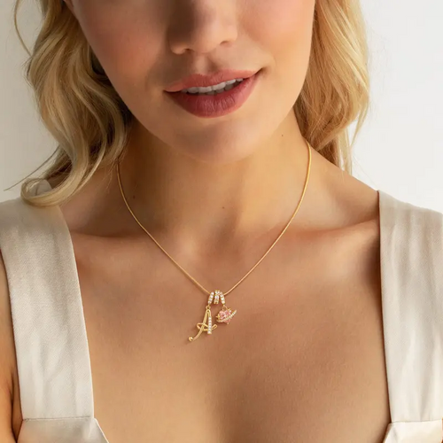 14k Initial Heart Charm Necklace