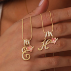 14k Initial Heart Charm Necklace