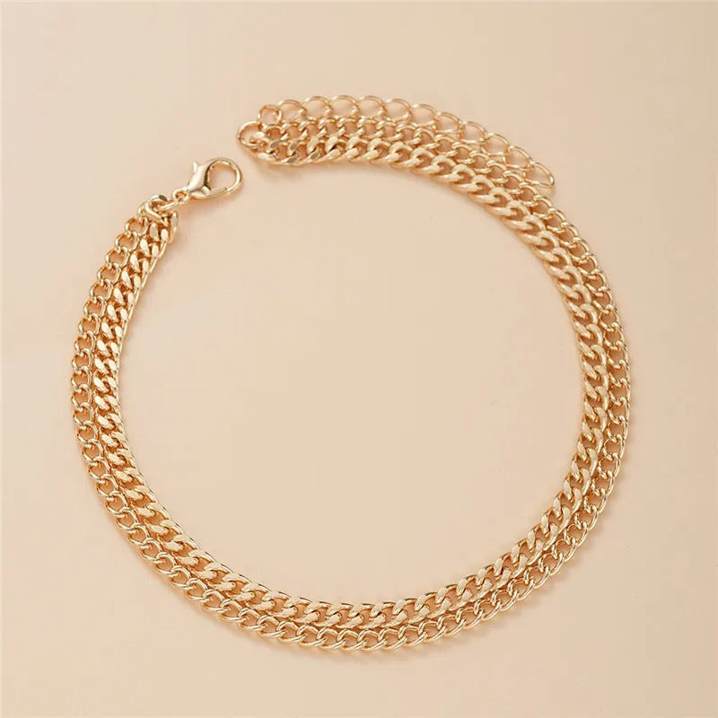 Double Layer Thick & Thin Anklet Set